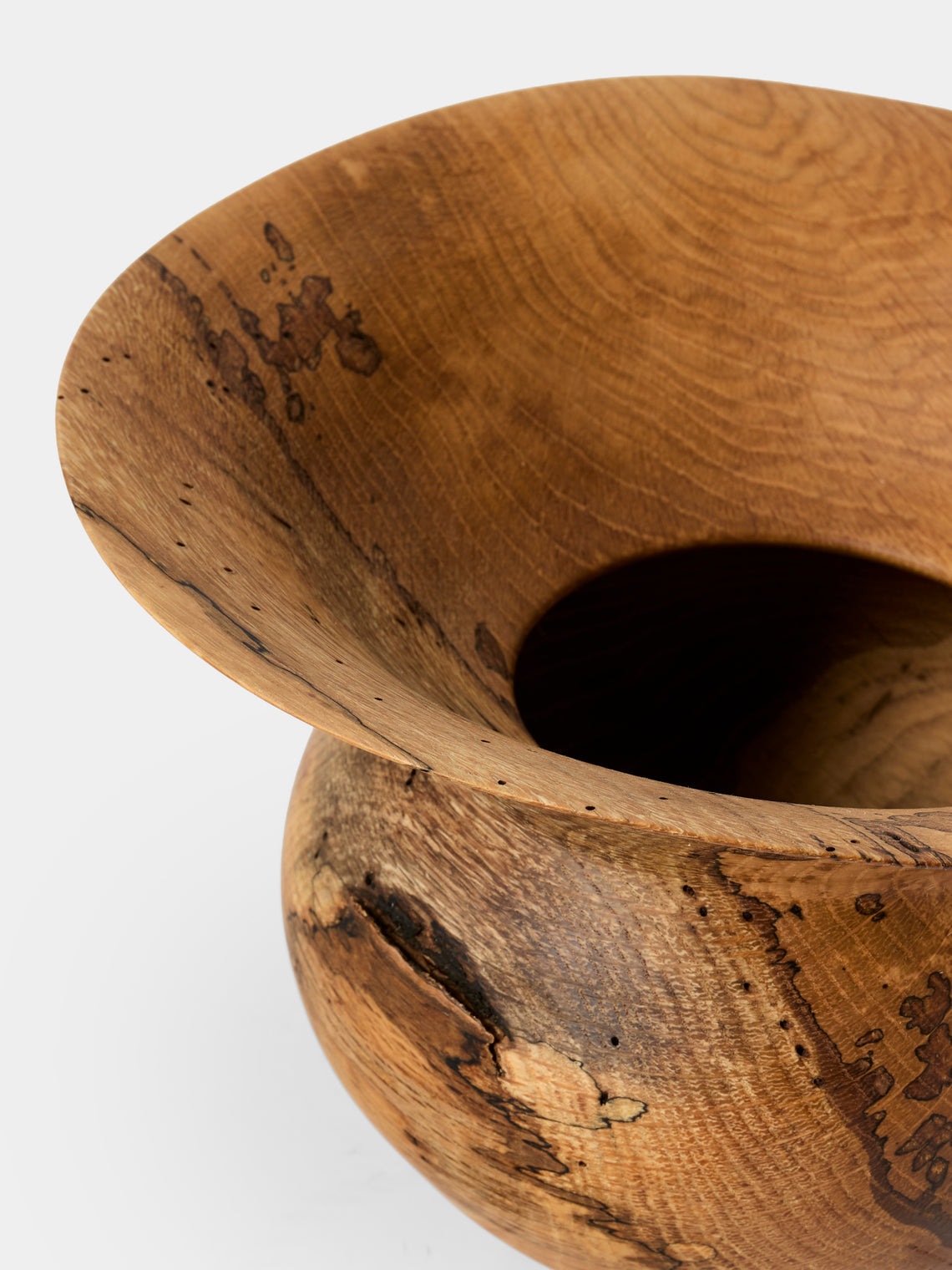 Iida Woodturning - Hand-Turned Ash Oil-Finish Vase (11.5in/29.5cm) - Brown - ABASK