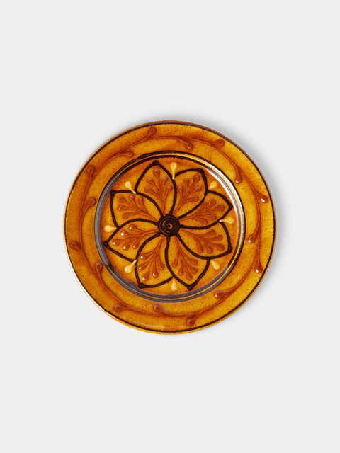 Fitch & McAndrew - Dahlias Slipware Salad / Dessert Plate (7.1in/18cm) - Orange - ABASK - 