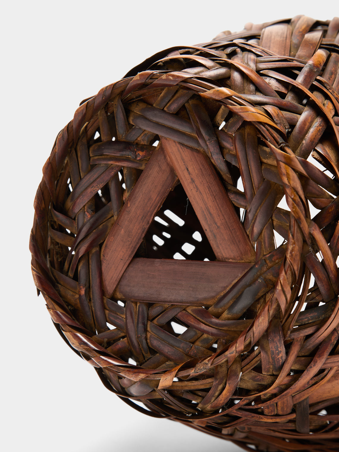 Antique and Vintage - Mid-Century Japanese Bamboo Ikebana Basket - Brown - ABASK