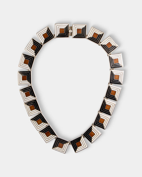 Mahnaz Collection - Women's Vintage 1950 Margot de Taxco Mexican Sterling Silver and Enamel Necklace - Silver - ABASK - 