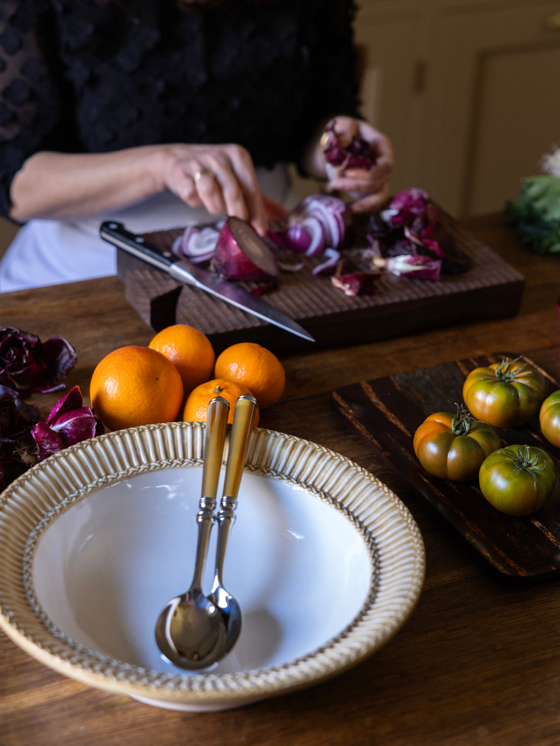 Alain Saint-Joanis - Marbella Dark Horn Resin Salad Servers (Set of 2 Pieces) - Brown - ABASK