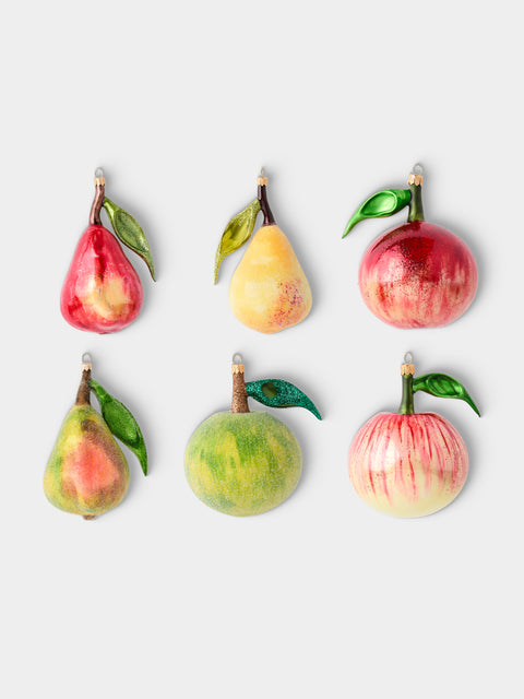 ABASK Decorations - Apples and Pears Hand-Blown Glass Baubles (Set of 6) - Multiple - ABASK - 
