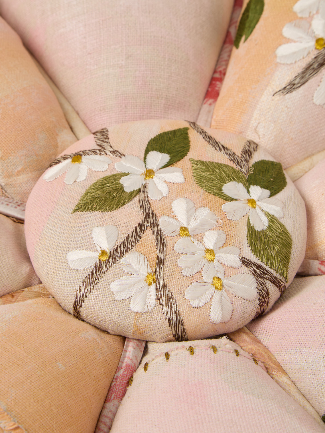 Bokja - Cynzia Embroidered Linen Pouf - Multiple - ABASK