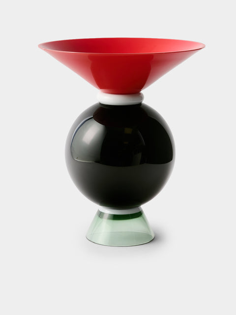 Venini - 1994 Ettore Sottsass Yemen Murano Glass Vase (12in/30cm) - Black - ABASK - 