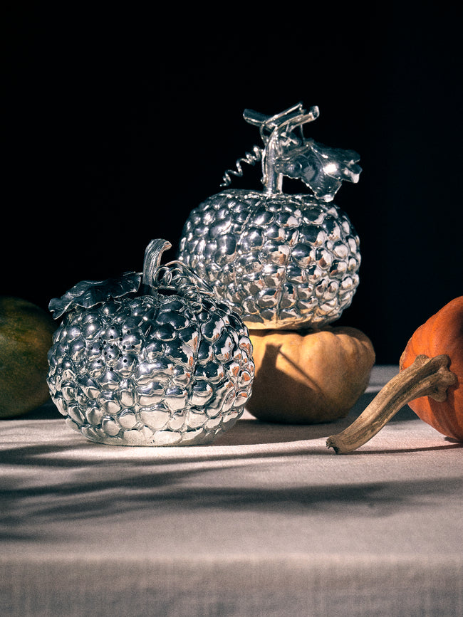 Silver - Pumpkin Sterling Silver Salt and Pepper Shakers (Set of 2) - Silver - ABASK