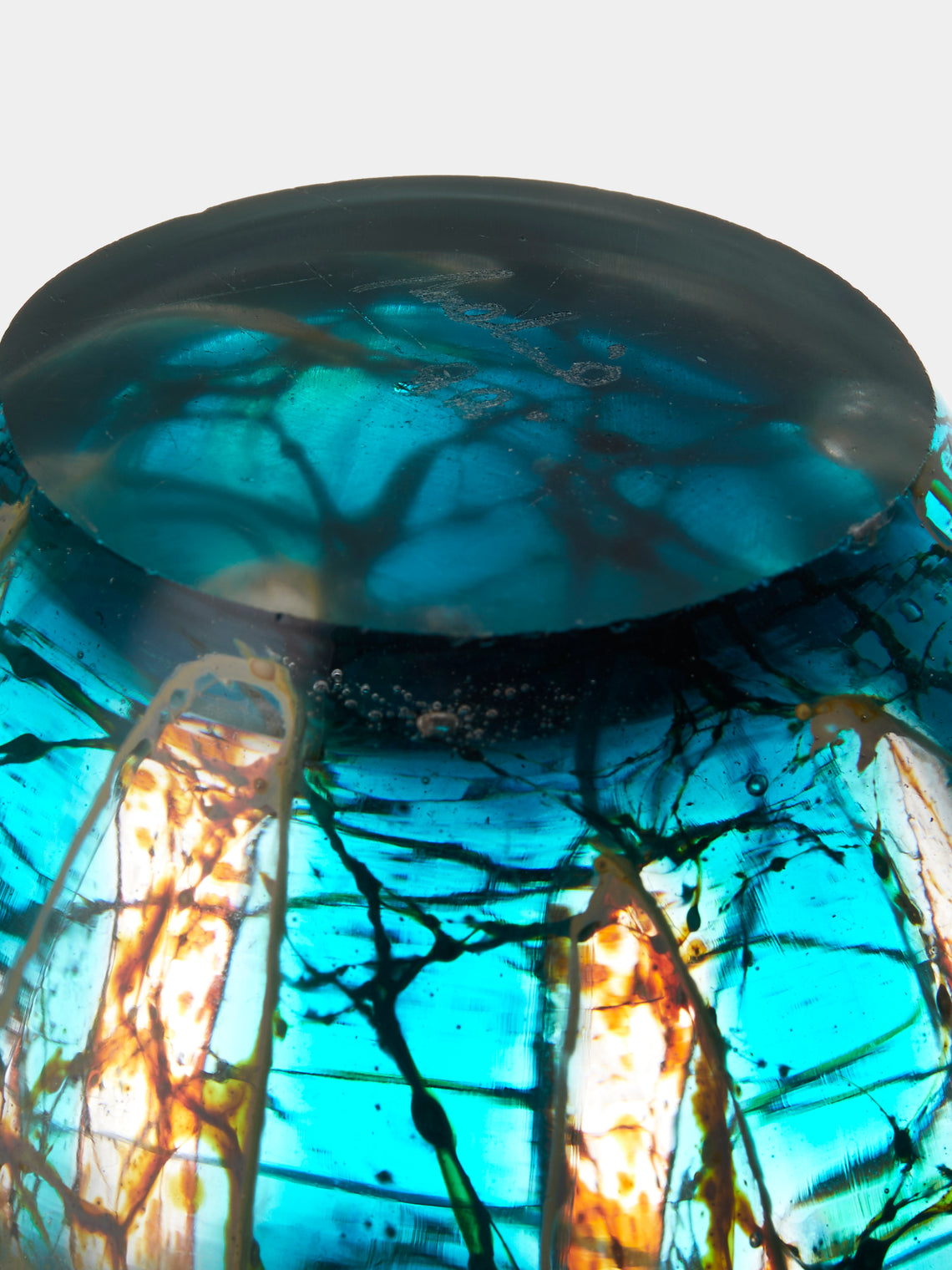 Antique and Vintage - Mid-Century Glass Vase (6in/15.5cm) - Blue - ABASK