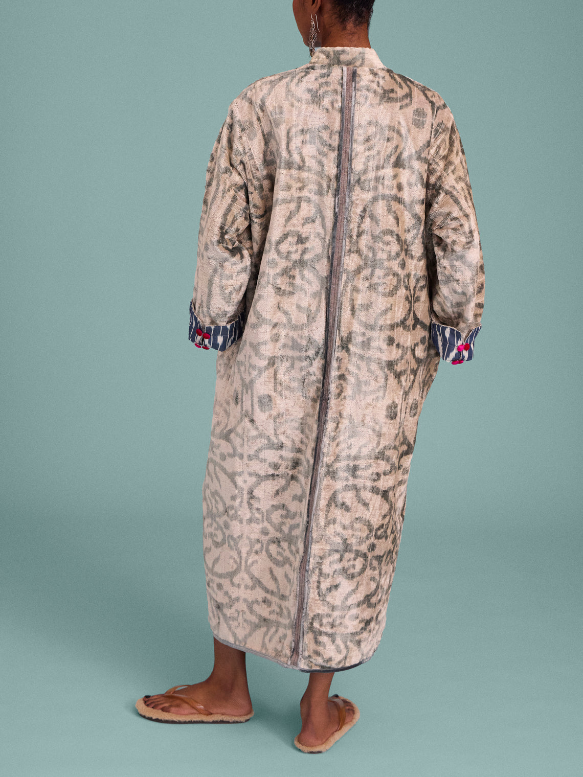 Nazzy Beglari - Hand-Loomed Ikat Velvet Reversible Robe | One Size - Multiple - ABASK