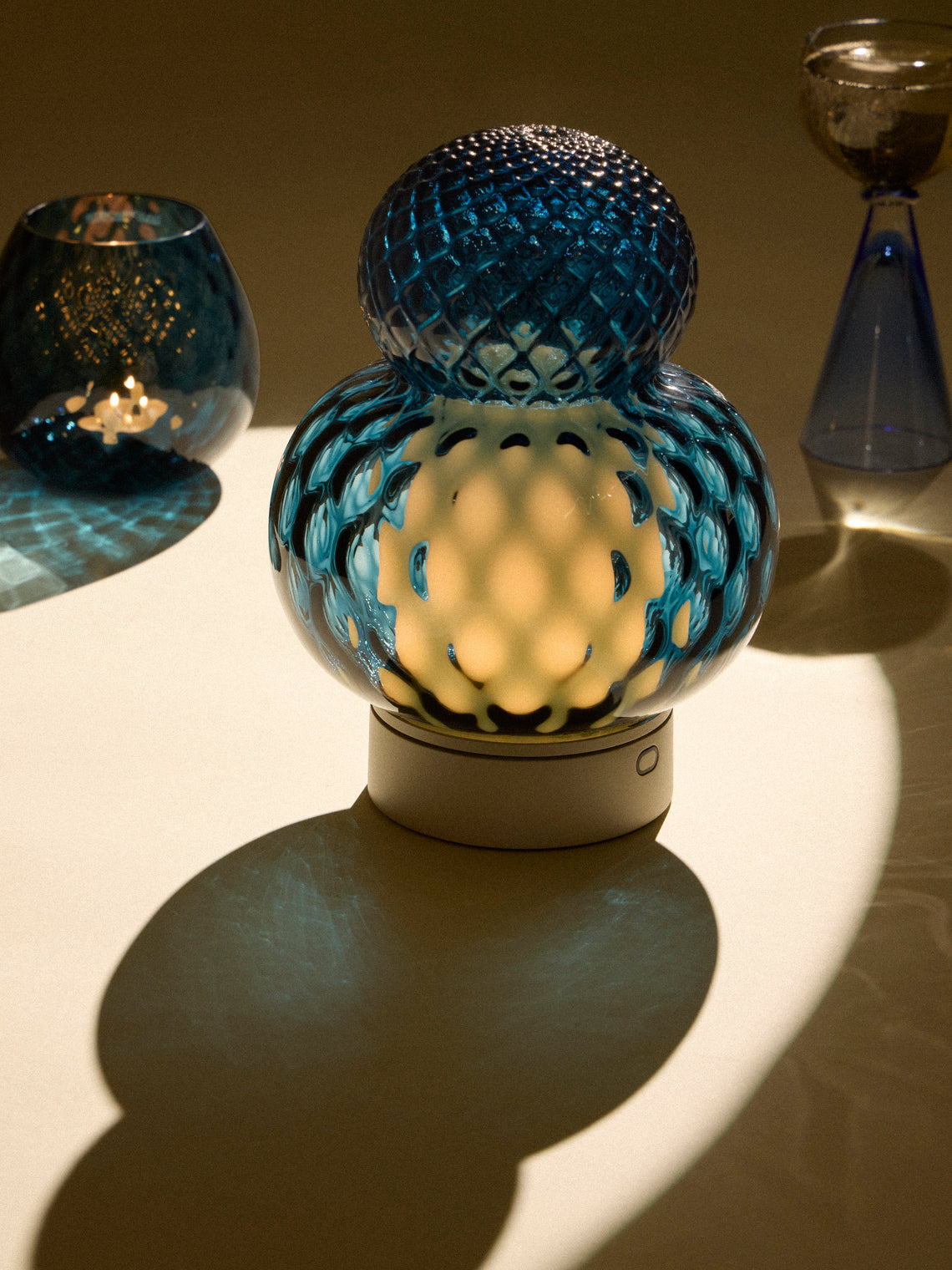 NasonMoretti - Bibendum Hand-Blown Murano Glass Portable Table Light - Blue - ABASK