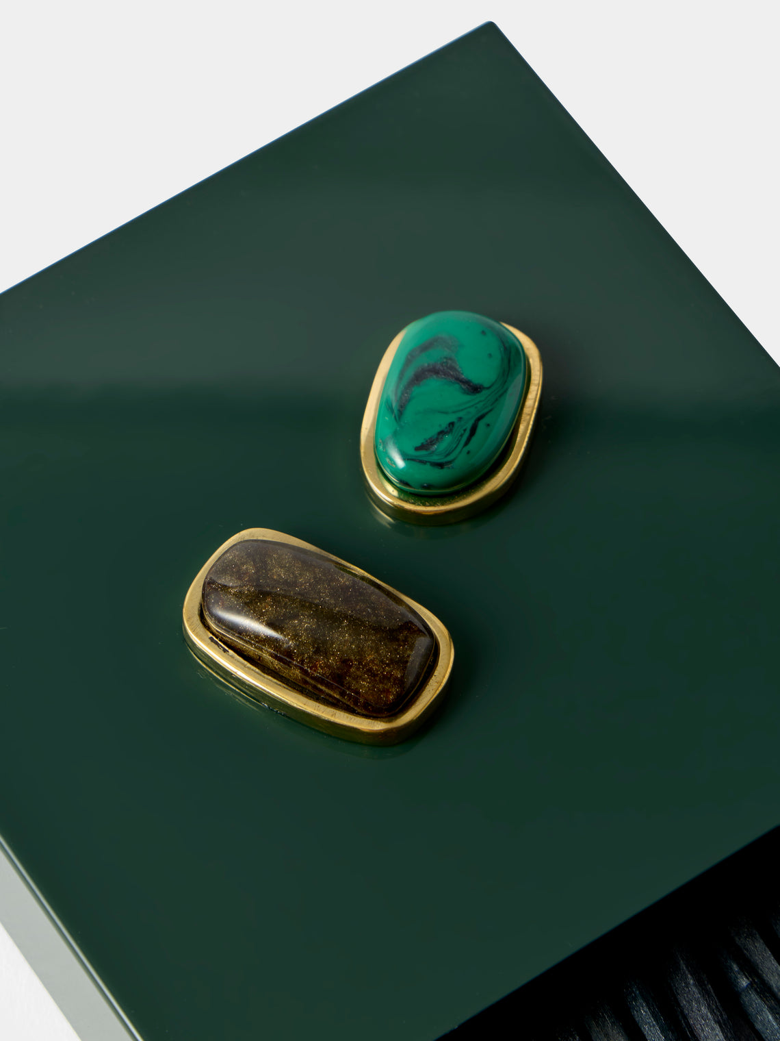Droulers - Luce Brass and Resin Square Matchbox - Green - ABASK