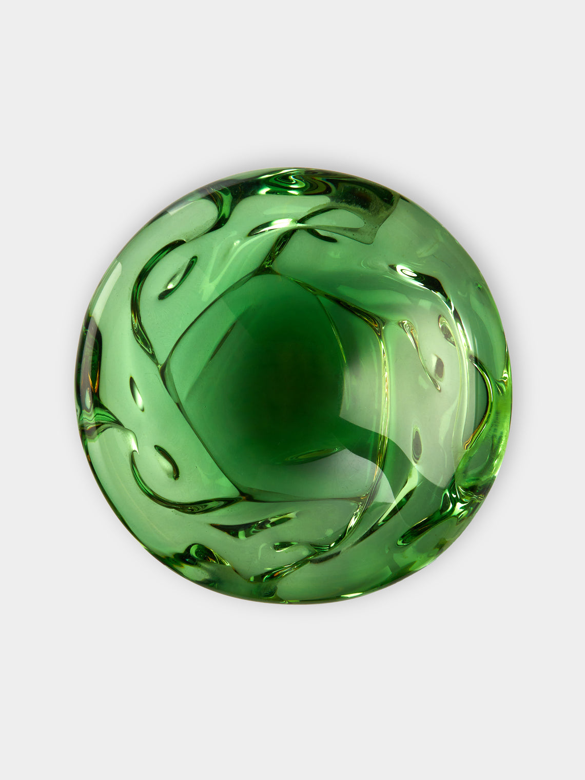 Antique and Vintage - Mid-Century Czech Glass Ashtray - Green - ABASK