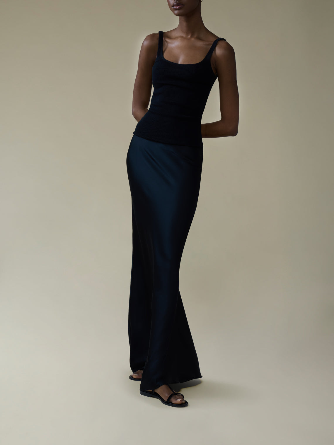 Ryan Roche - Silk Bias Long Skirt | Size: S - Black - ABASK