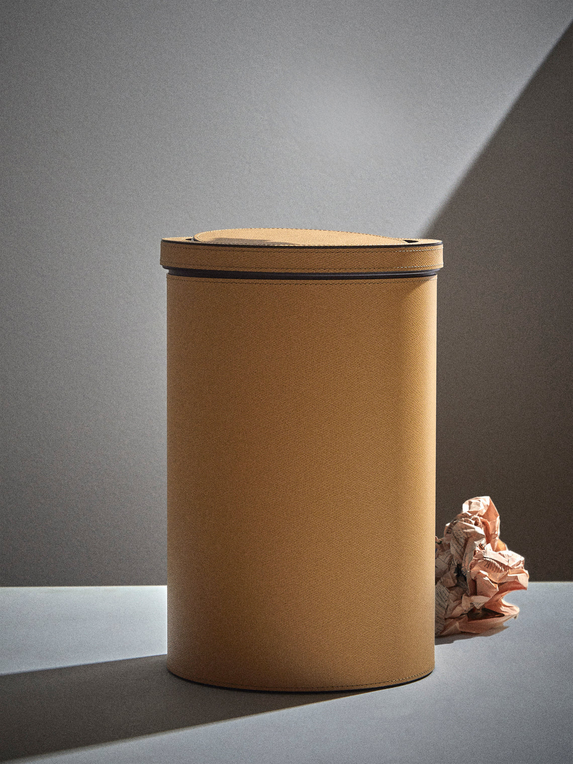 Pinetti - Leather Tilting Bin - Beige - ABASK