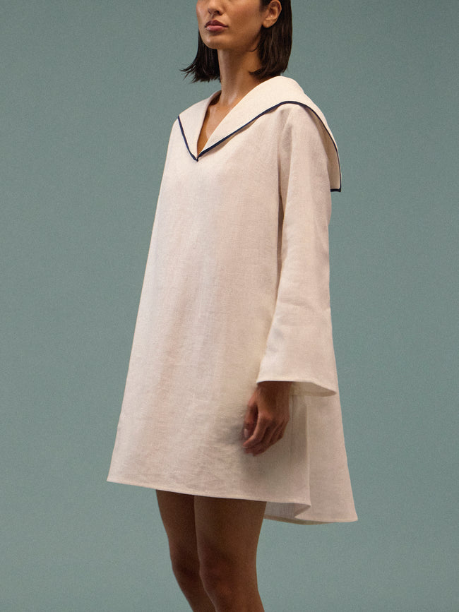 Les Vacances D'Irina - The Santorini Linen Short Dress | One Size - White - ABASK