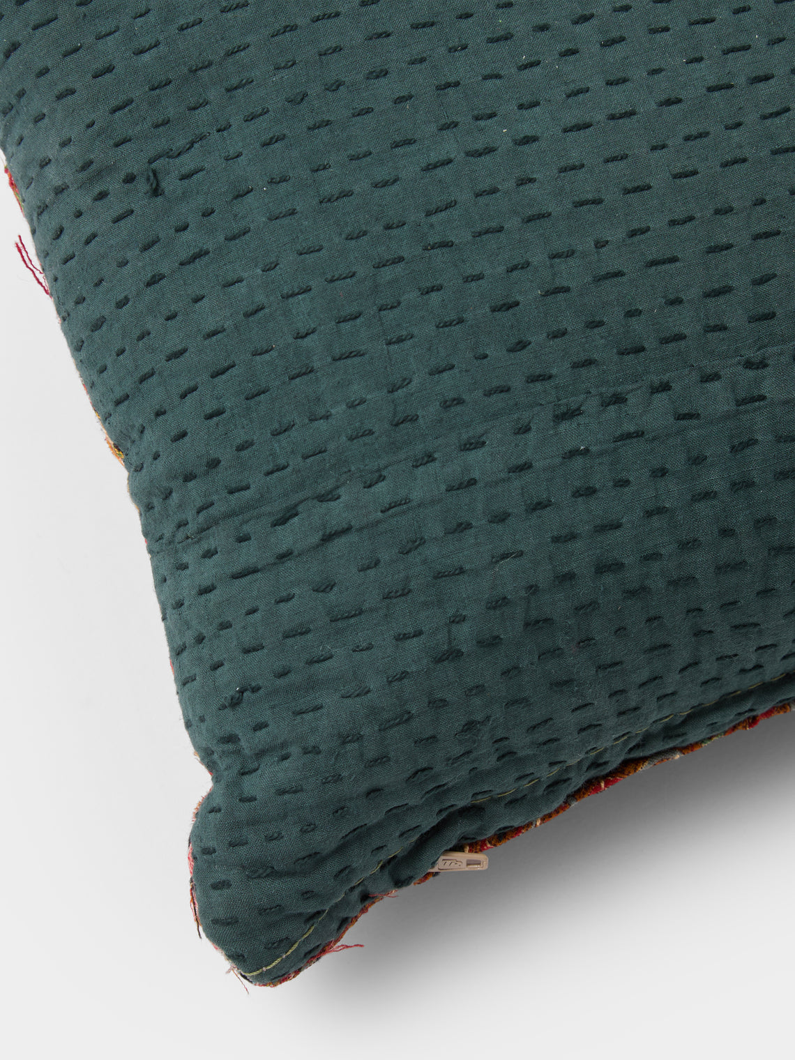By Walid - 19th-Century Paisley Patchwork Wool and Linen Cushion (16.5in/42cm) - Multiple - ABASK
