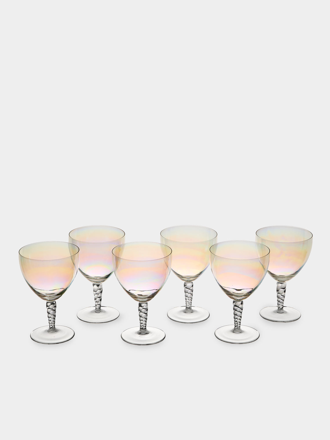 Antique and Vintage - 1950s Pearlescent Red Wine Glasses (Set of 6) - Multiple - ABASK - 