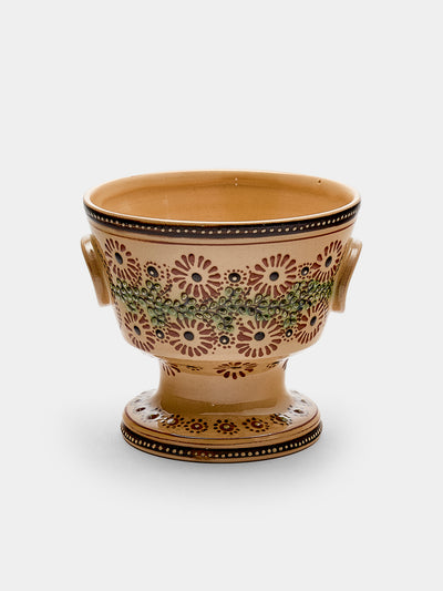 Poterie d’Évires - Flowers Hand-Painted Ceramic Small Raised Bowl - Cream - ABASK - 