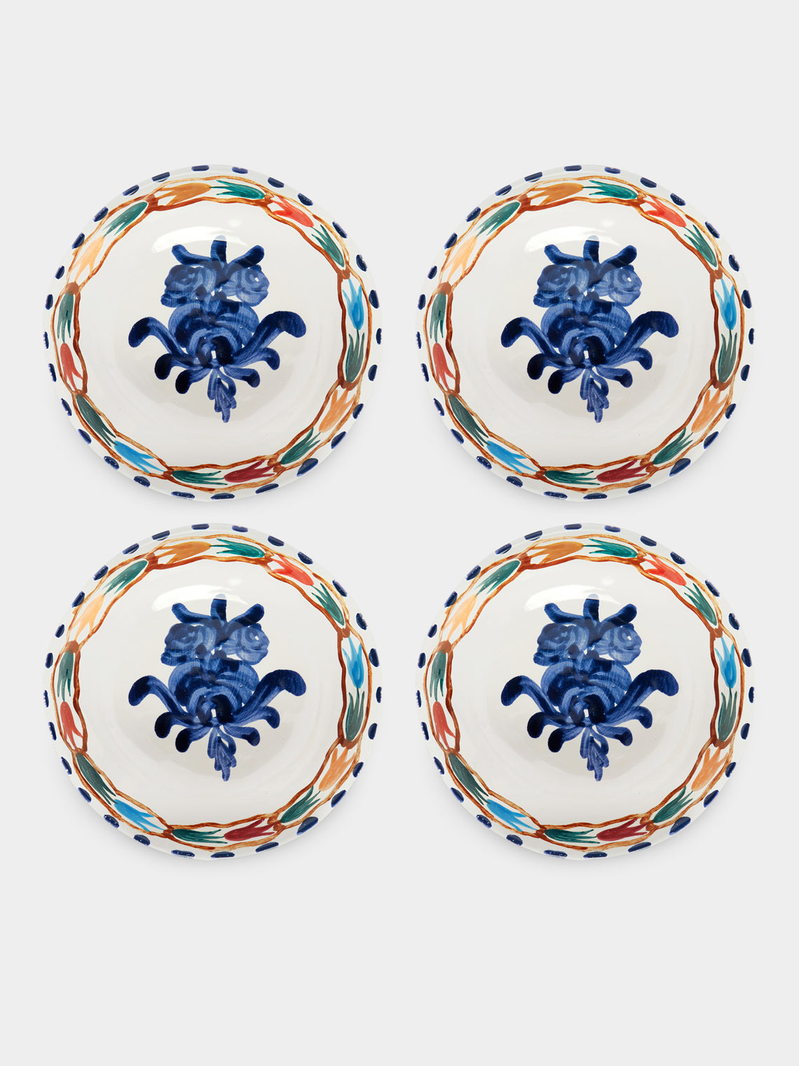 Zsuzsanna Nyul - Hand-Painted Ceramic Soup Bowl (Set of 4) - Multiple - ABASK 