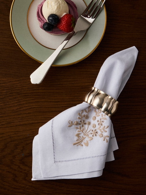 Rolande du Dreuilh Créations - Hand-Embroidered Cotton Napkins (Set of 4) - White - ABASK