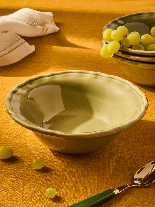 Maison Pichon Uzès - Provence Hand-Glazed Ceramic Bowls (Set of 4) - Green - ABASK