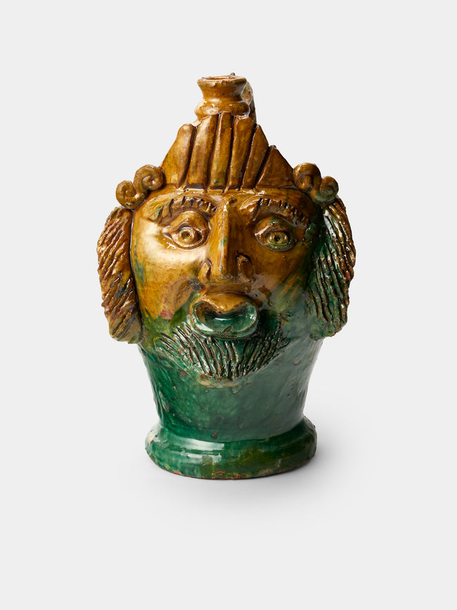 Antique and Vintage - 1990s Condurso Face Ceramic Vessel (13in/32.5cm) - Yellow - ABASK - 