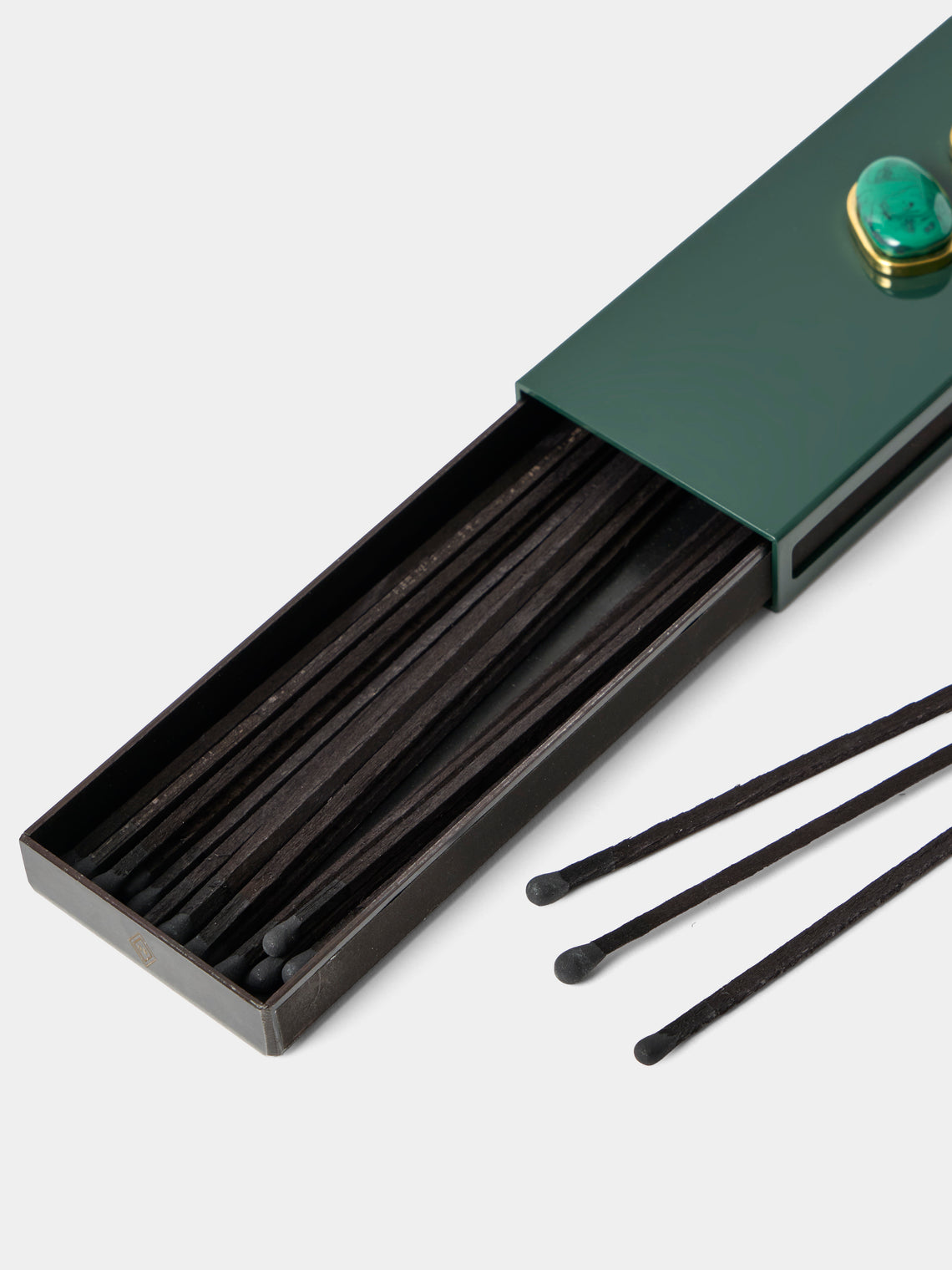 Droulers - Luce Brass and Resin Long Matchbox - Green - ABASK