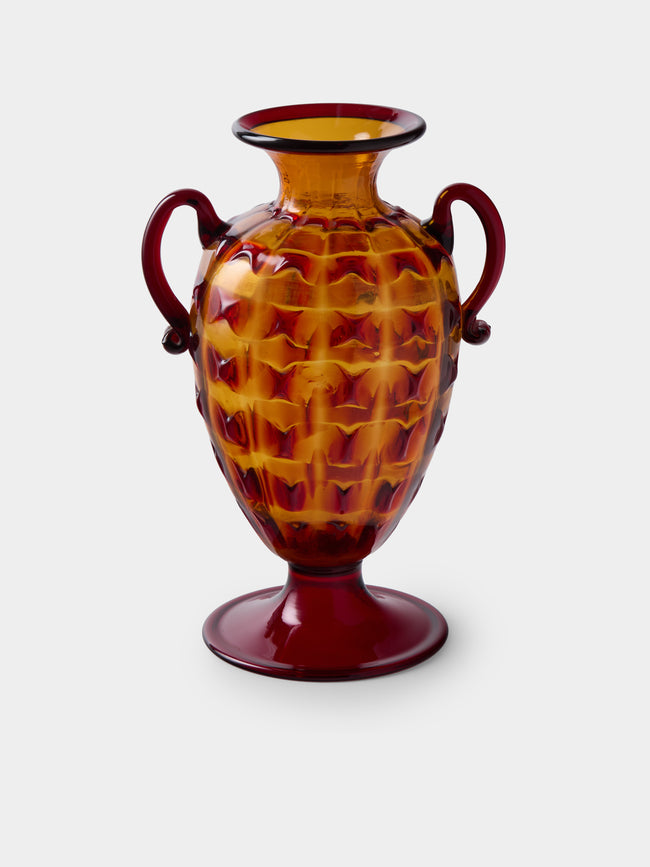 Antique and Vintage - 1925 Fratelli Toso Glass Vase (14.5in/36.5cm) - Red - ABASK - 