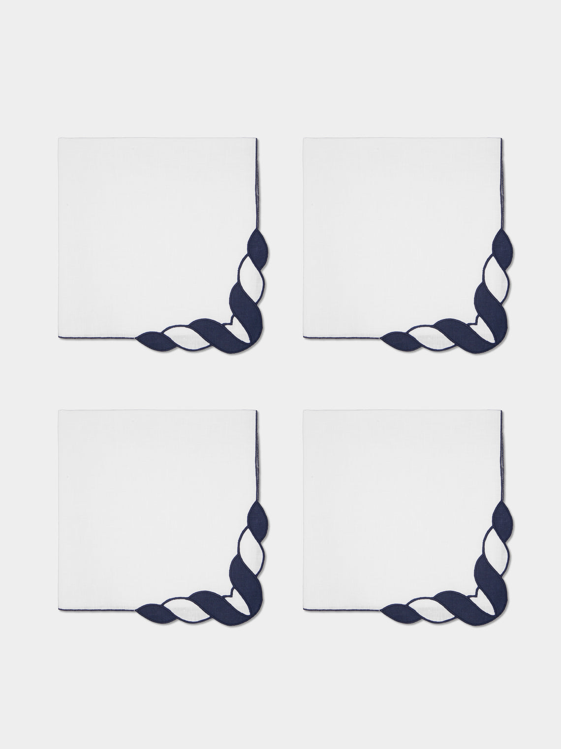 Los Encajeros - Granada Embroidered Linen Napkins (Set of 4) -  - ABASK