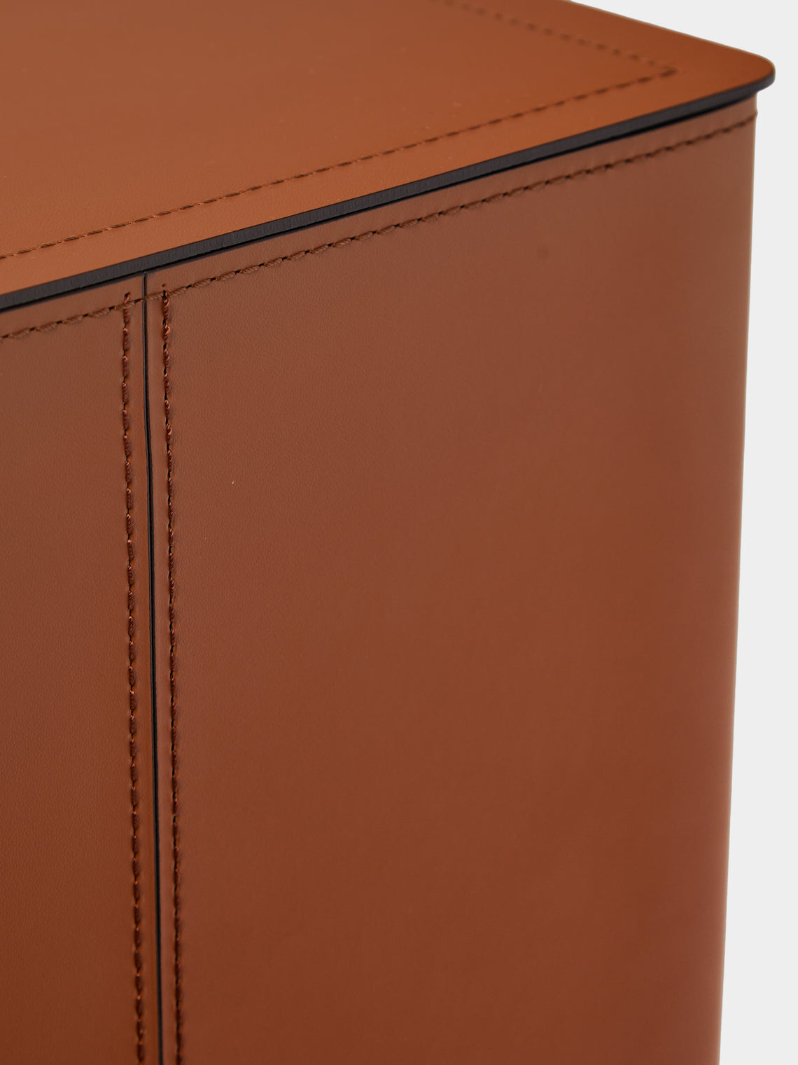 RUDI - Bino Leather Square Lidded Wastepaper Bin - Tan - ABASK