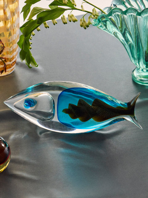 Antique and Vintage - 1980s Fratelli Toso Glass Fish Sculpture - Blue - ABASK