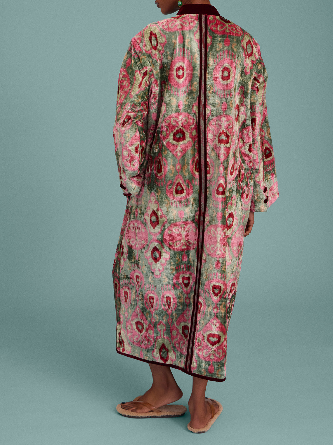 Nazzy Beglari - Hand-Loomed Ikat Velvet Reversible Robe | One Size - Multiple - ABASK