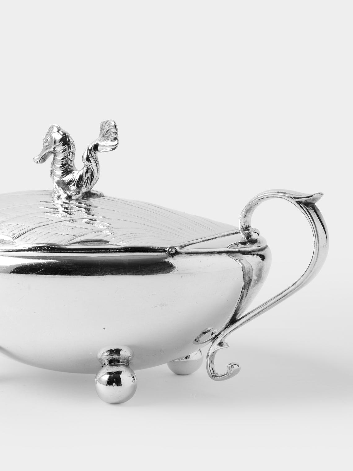 Antique and Vintage - Mid-Century Krupp Silver-Plated Sturgeon Lidded Dish - Silver - ABASK