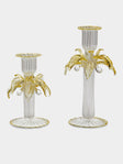 Alya Tannous - | Set of 2 | Palm Tree Hand-Blown Glass Candlesticks - Yellow - ABASK - 