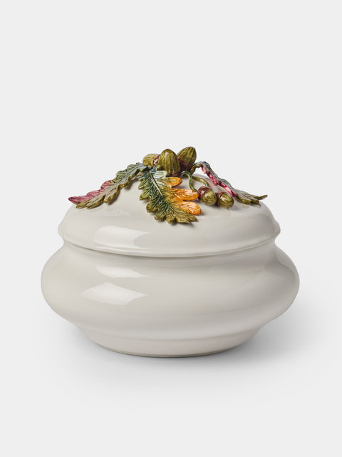 Fioravola - Acorns Hand-Painted Ceramic Lidded Serving Dish - White - ABASK - 