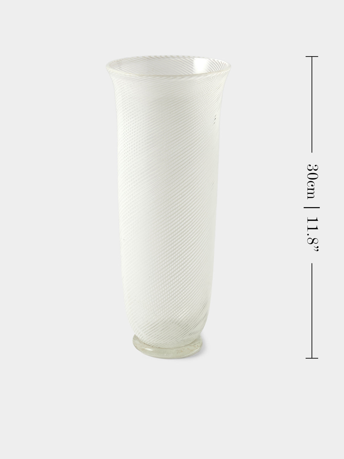 Antique and Vintage - Mid-Century Vetreria Aureliano Toso Murano Glass Vase (12in/30cm) - White - ABASK