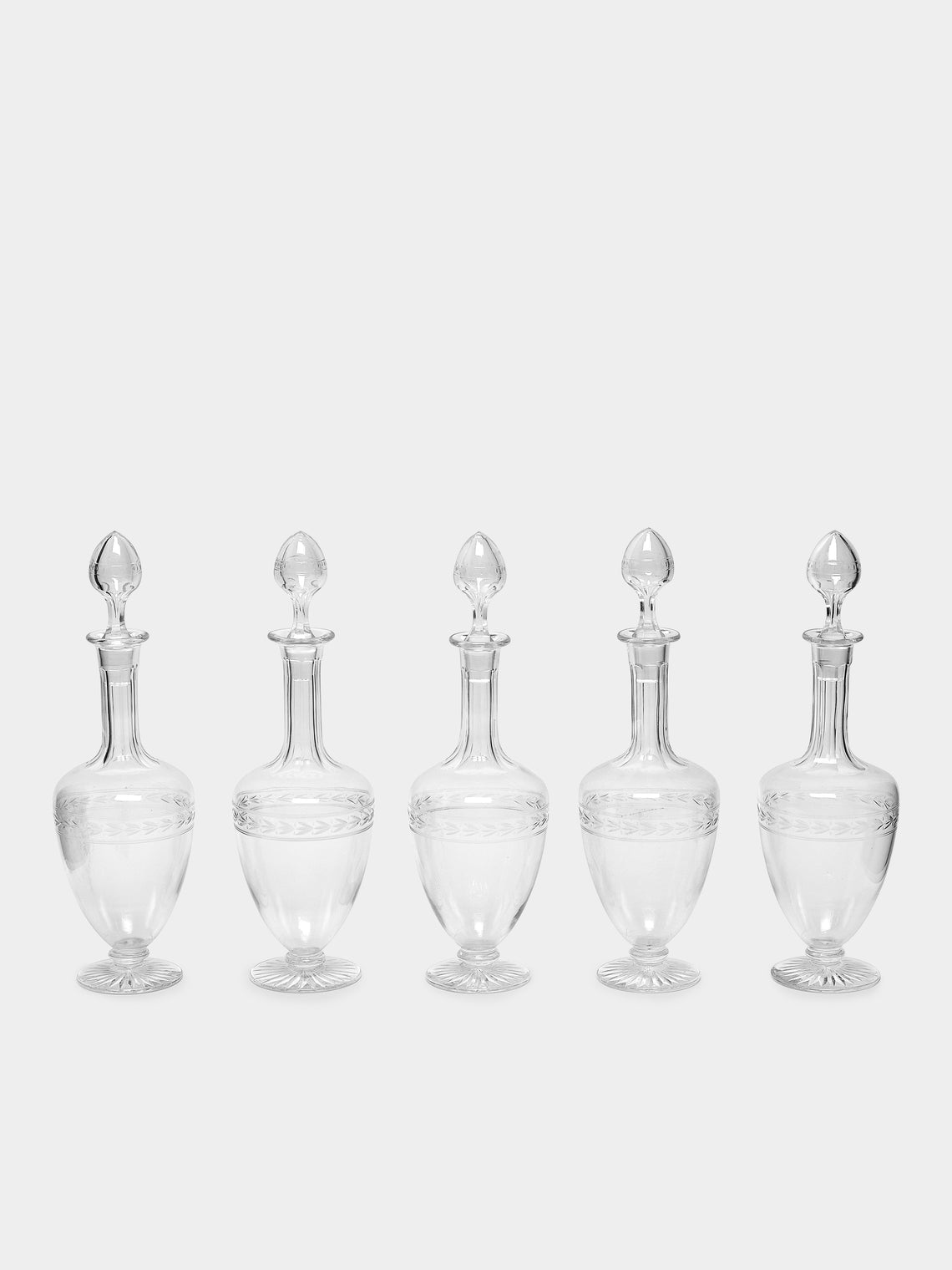 Antique and Vintage - 1930s Engraved Crystal Decanters (Set of 5) -  - ABASK