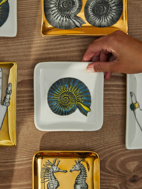 Fornasetti - Conchiglia Fossile Hand-Painted Porcelain Ashtray -  - ABASK