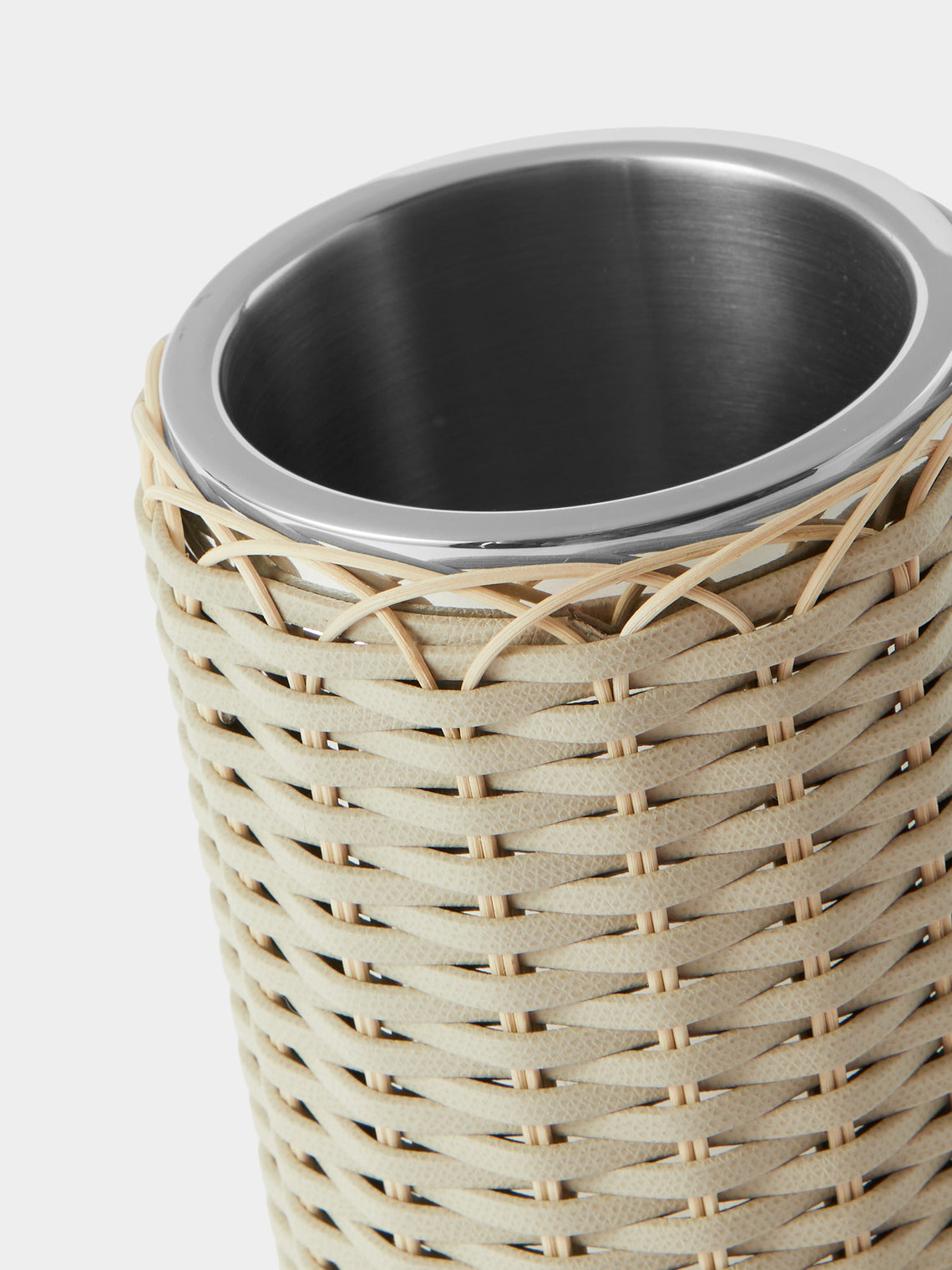 Pigment France - Menton Leather and Rattan Bottle Cooler - Cream - ABASK