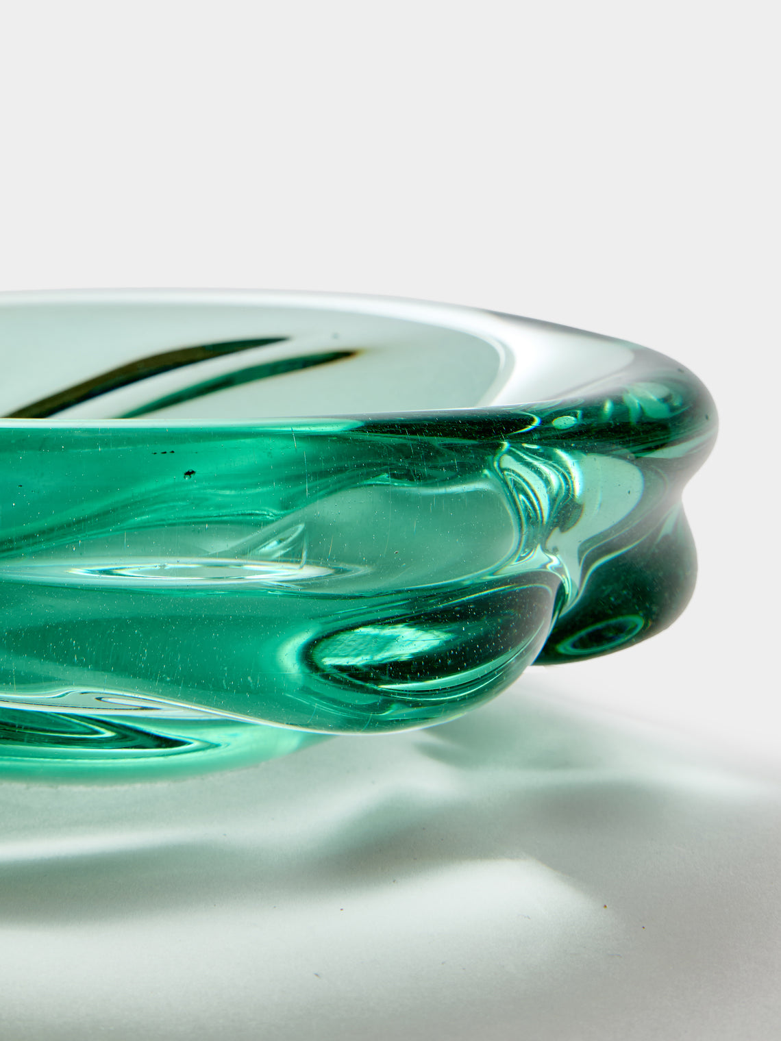 Antique and Vintage - 1940s Seguso Murano Glass Ashtray - Green - ABASK