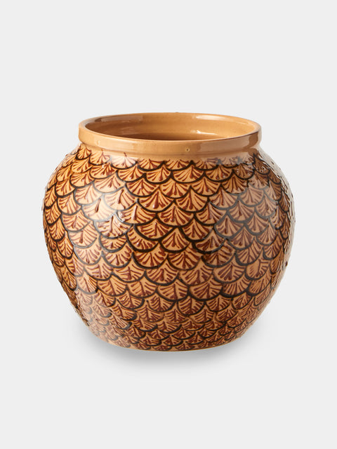 Poterie d’Évires - Geometric Hand-Painted Ceramic Vase (6.5in/17cm) - Cream - ABASK - 