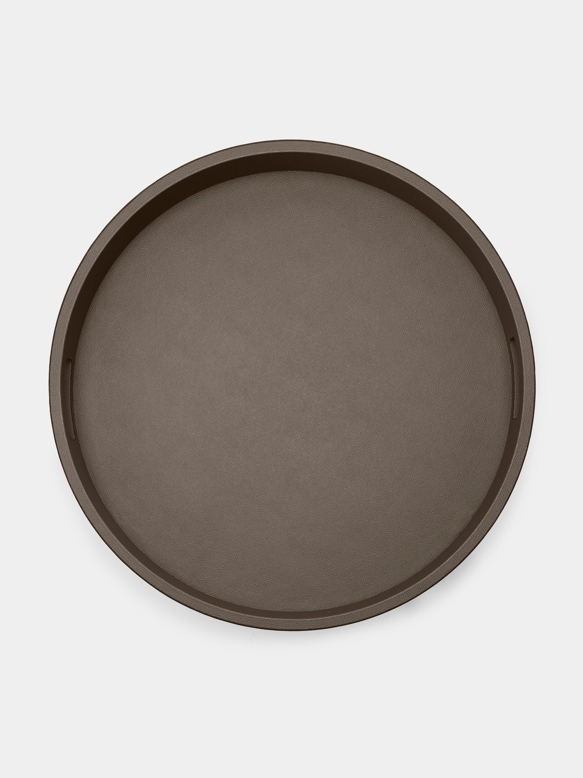Giobagnara - Polo Leather Round Tray with Handles - Gray - ABASK - 