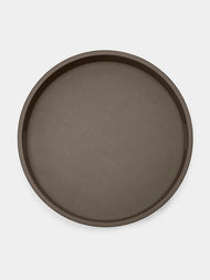 Giobagnara - Polo Leather Round Tray with Handles - Gray - ABASK - 