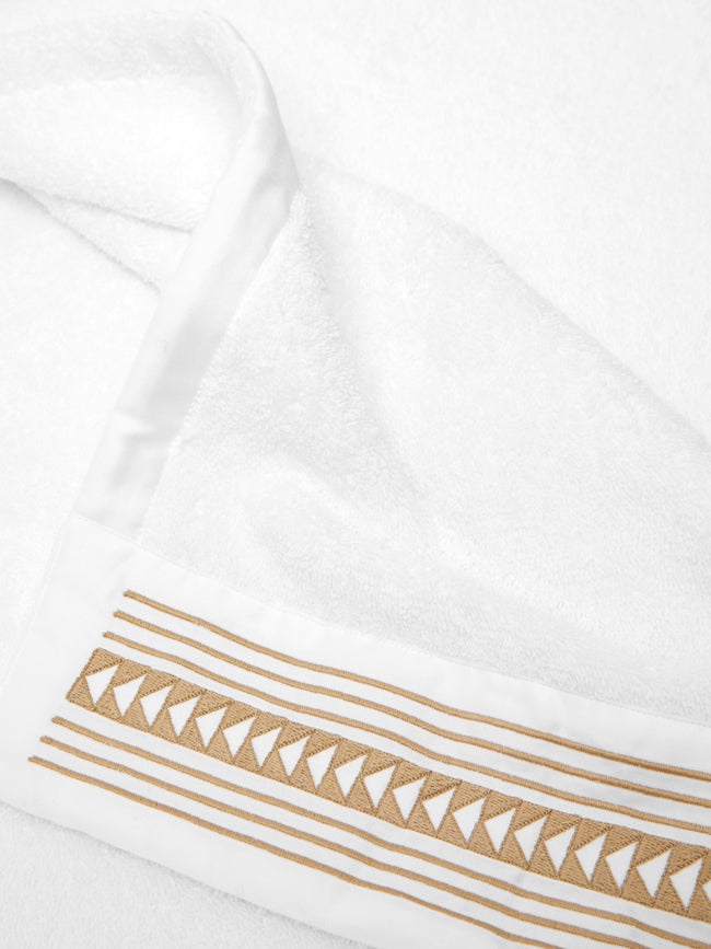 Loretta Caponi - Arrows Hand-Embroidered Cotton Bath Towel -  - ABASK