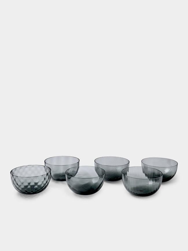 NasonMoretti - | Set of 6 | Idra Hand-Blown Murano Glass Dessert Bowls - Gray - ABASK - 