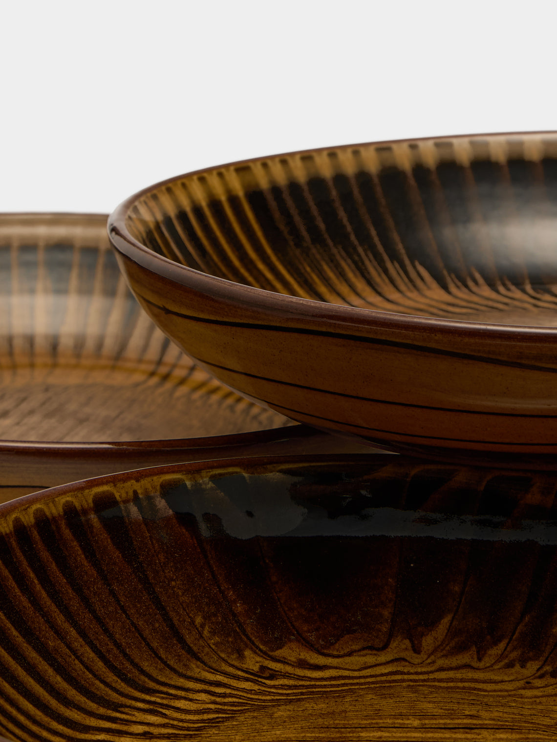 Mike Parry - Slipware Pasta Bowls (Set of 4) - Brown - ABASK