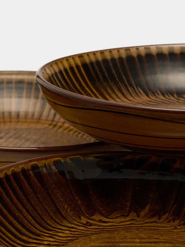 Mike Parry - Slipware Pasta Bowls (Set of 4) - Brown - ABASK