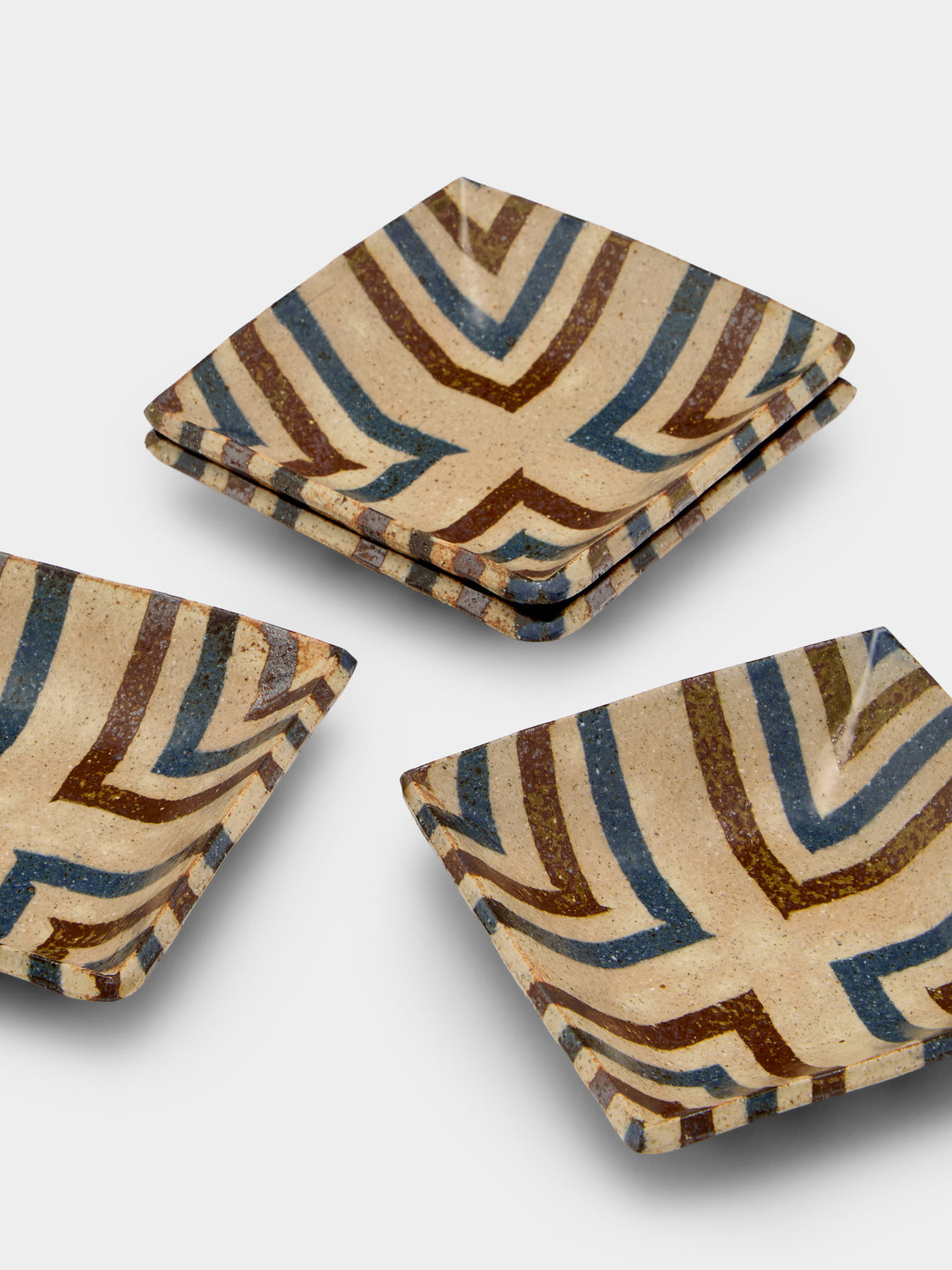Makidani-gama - Nerikomi Ceramic Square Plates – 5in/13cm (Set of 4) - Multiple - ABASK