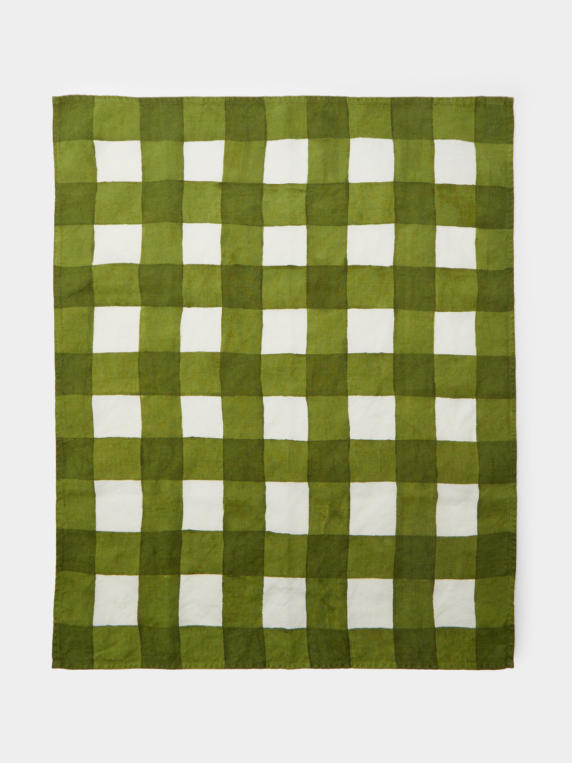 Gingham Hand-Painted Linen Tea Towels (Set of 2)