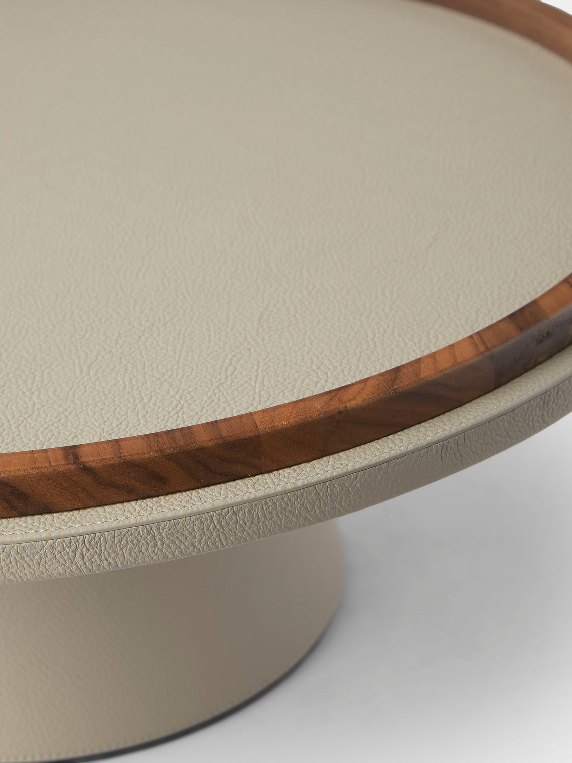 Giobagnara x Poltrona Frau - Walnut and Leather Rotating Raised Tray (19.5in/50cm) - Beige - ABASK