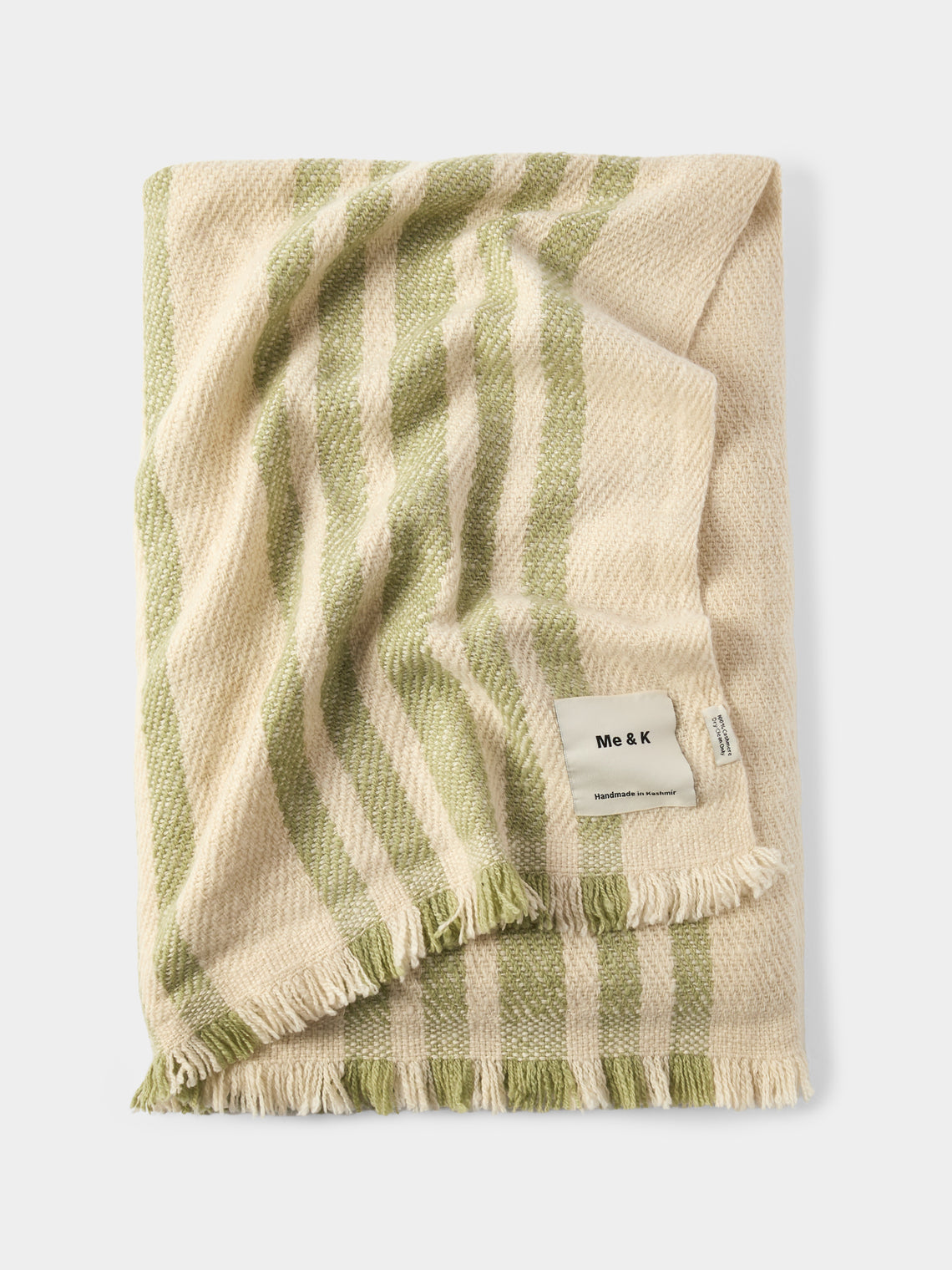 Me & K - Classic Stripes Cashmere Throw (67in/1.7m) - Cream - ABASK