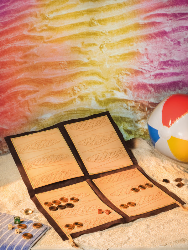 Nick Plant - Fish Leather Travel Backgammon Set -  - ABASK